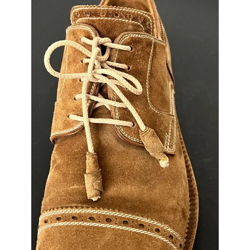 Stefano Branchini Calzoleria Men's 8 Brown Suede Leather Cap Toe Oxford Shoes